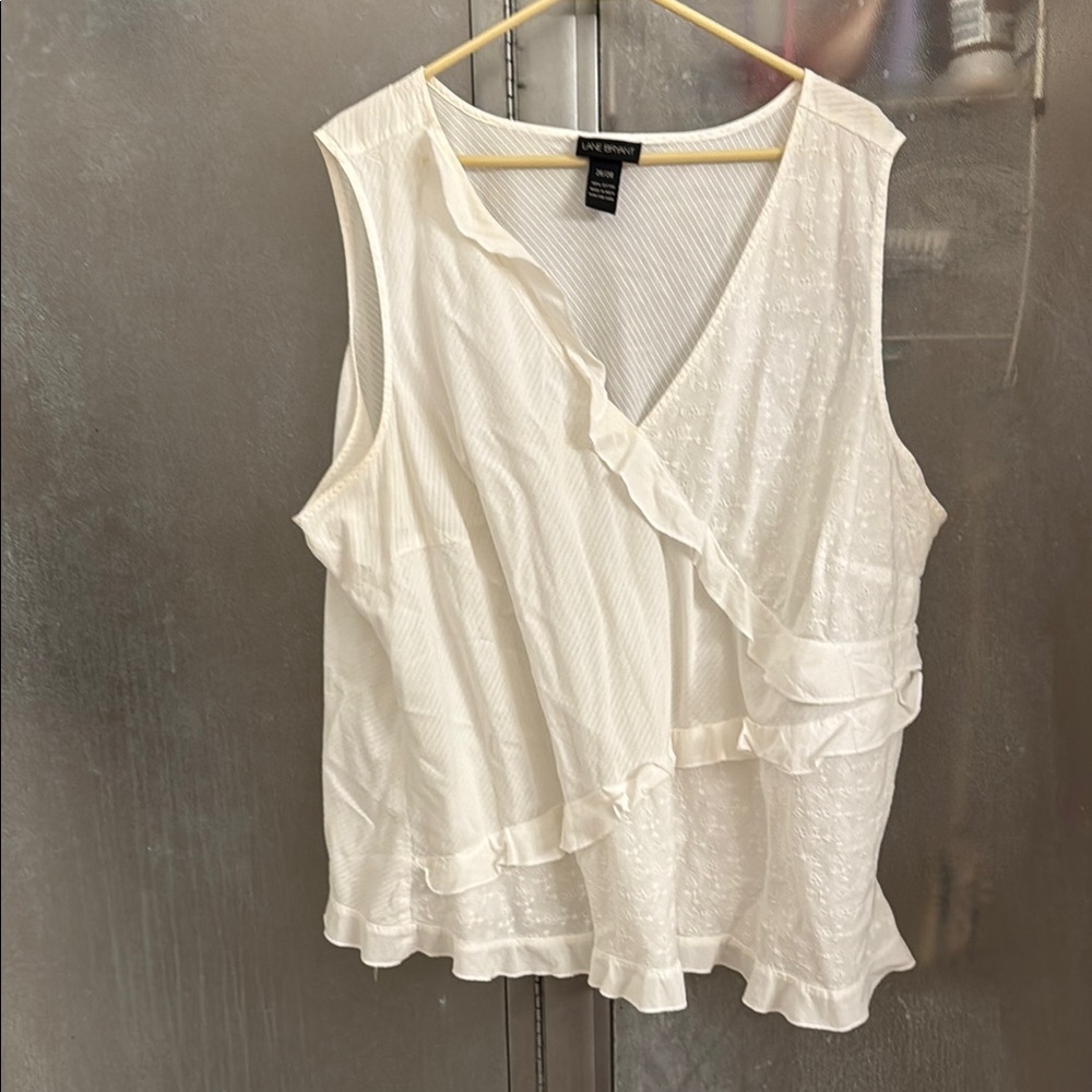 Lane Bryant Cream Ruffled Eyelet  Blouse